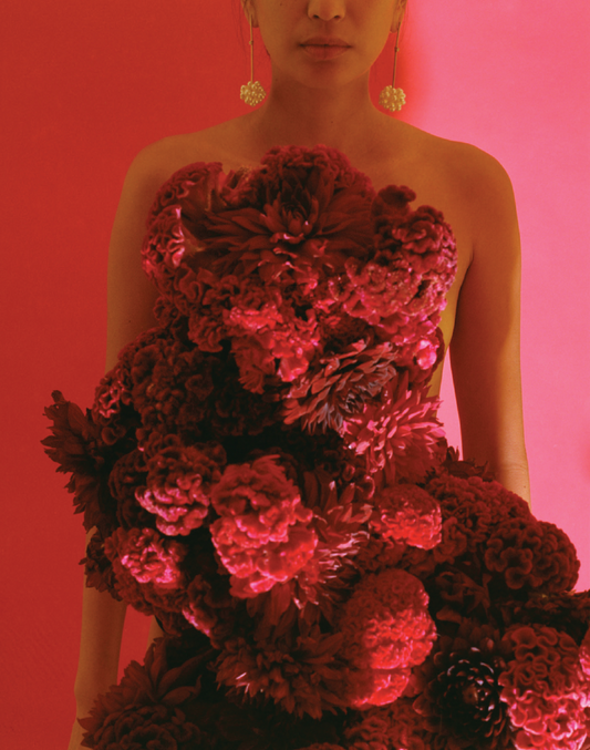 LONG SWARM EARRINGS / white topaz + freshwater pearl